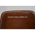 Industrial Leather Chair, Cross Stiched Seat Brown Color